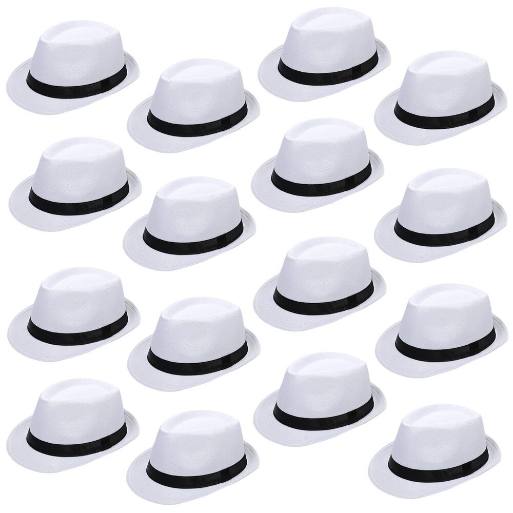 1325 16 Pcs Fedora Style Hat Bulk 1920s Gangster Short Brim Panama Cap